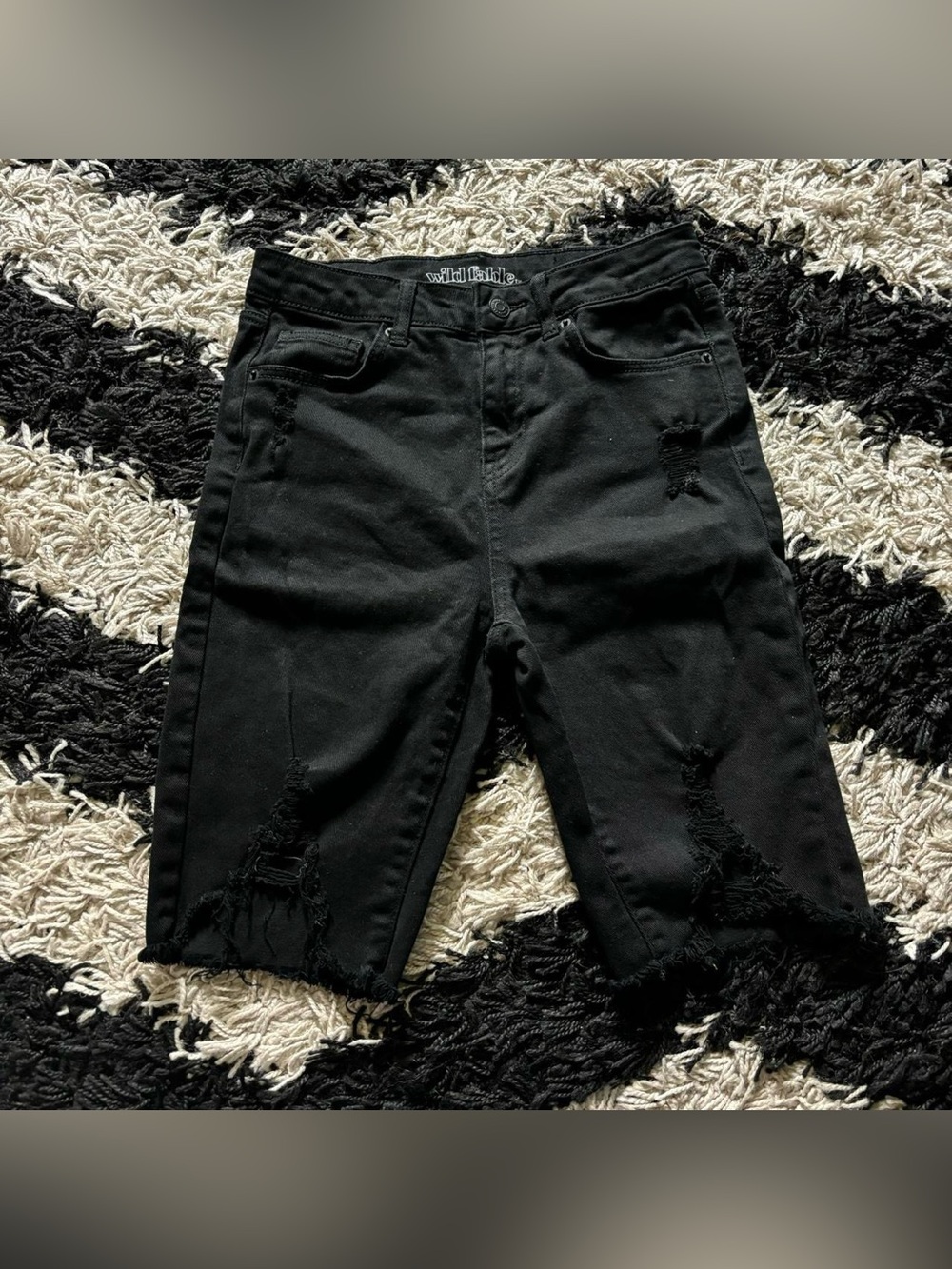 Wild Fable Black Distressed High Rise Denim Bike Shorts Women’s 0